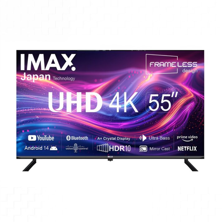 IMAX 55 inch Smart Android 14 Bluetooth 4K UHD HDR LED Frameless TV
