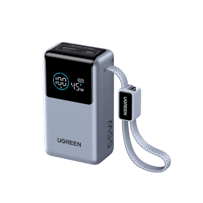 UGREEN 10000mAh 55W Nexode Pro Smart Digital Display Mini Power Bank with Build-in Type-C Cable